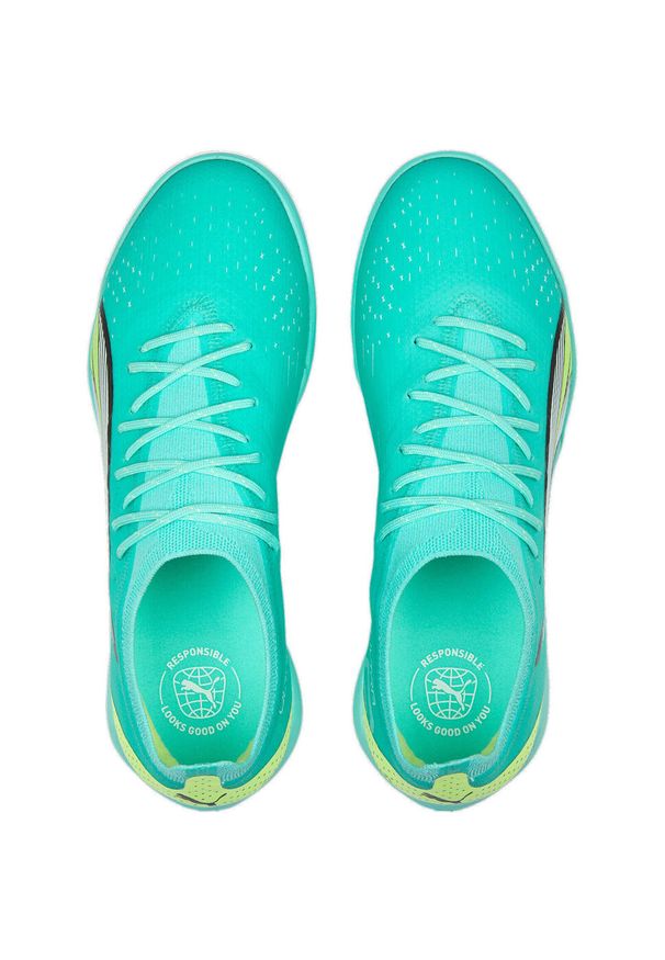 Buty Puma Ultra Ultimate Cage, Mężczyźni. Kolor: zielony. Materiał: syntetyk, materiał. Sport: piłka nożna