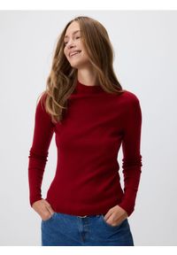 Reserved - Sweter z dodatkiem wełny - bordowy. Kolor: czerwony. Materiał: wełna