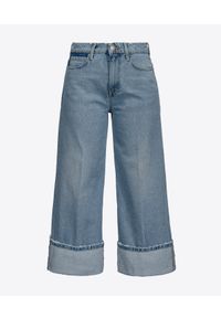 Pinko - PINKO - Szerokie spodnie jeansowe Pamela. Stan: podwyższony. Kolor: niebieski. Wzór: aplikacja #2