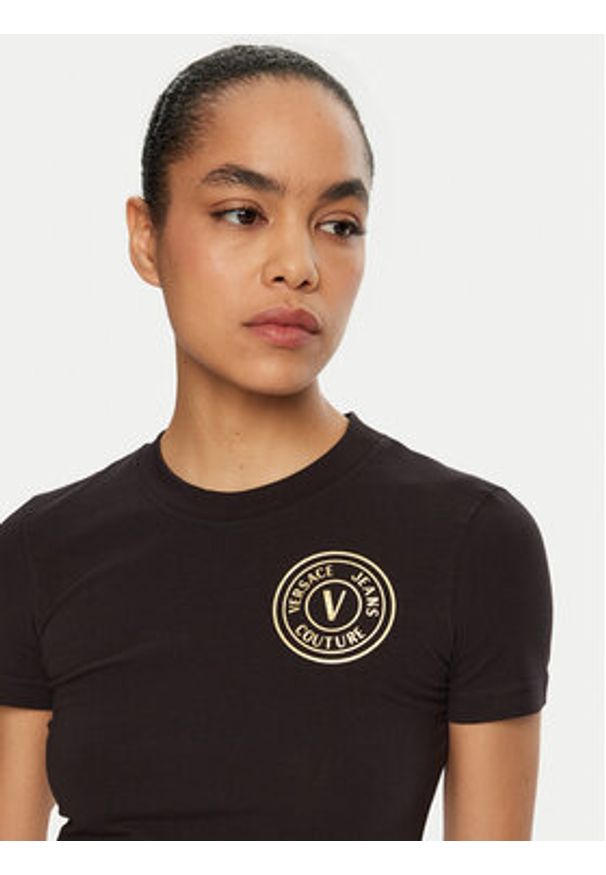Versace Jeans Couture T-Shirt 78HAHT00 Czarny Regular Fit. Kolor: czarny. Materiał: bawełna