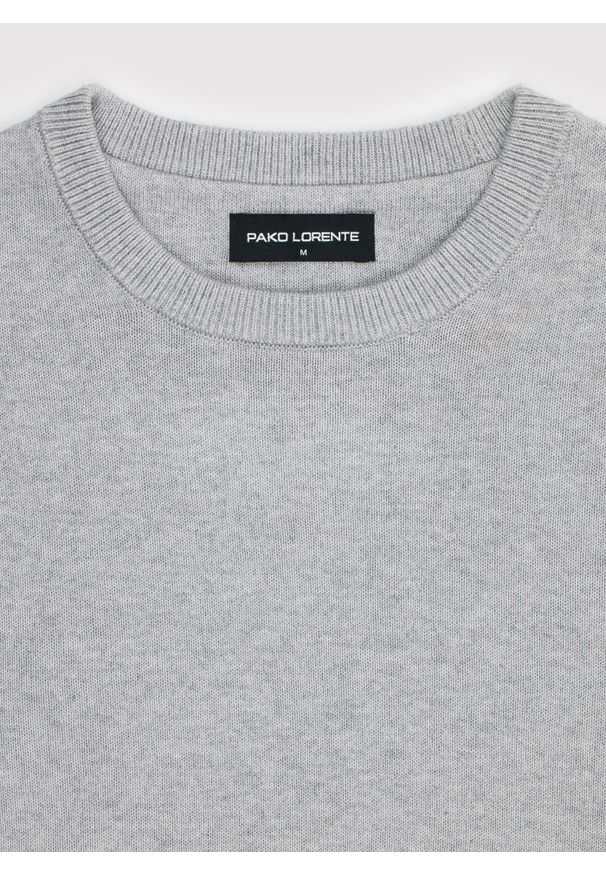 Pako Lorente - PAKO LORENTE – Szary bawełniany sweter z kaszmirem. Okazja: na co dzień. Kolor: szary. Materiał: bawełna, kaszmir. Sezon: jesień. Styl: casual