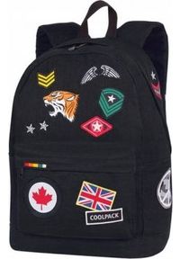 Coolpack Plecak szkolny Cross z naszywkami czarny. Kolor: czarny. Wzór: aplikacja #1