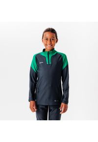 KIPSTA - Bluza piłkarska dla dzieci Kipsta Viralto Club na krótki suwak. Kolor: zielony. Materiał: poliester, materiał. Długość: krótkie. Sport: piłka nożna
