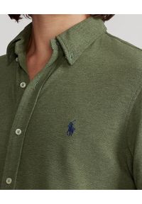 Ralph Lauren - RALPH LAUREN - Zielona koszula Featherweight Mesh Custom Fit. Typ kołnierza: polo. Kolor: zielony. Materiał: mesh. Długość rękawa: długi rękaw. Długość: długie. Wzór: haft #5