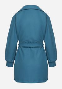 Born2be - Niebieski Płaszcz z Wiązanym Paskiem i Bufiastym Rękawem Imgrucu. Typ kołnierza: kołnierzyk stójkowy. Kolor: niebieski. Materiał: jeans, tkanina. Długość: długie. Sezon: jesień, wiosna #2