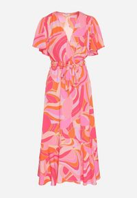 Born2be - Czerwona Sukienka o Kopertowym Kroju z Wiązanym Paskiem Zareonna. Okazja: na co dzień. Typ kołnierza: dekolt w kształcie V. Kolor: czerwony. Typ sukienki: kopertowe. Styl: casual, elegancki #5