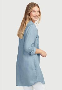 Cellbes - Długa koszula dżinsowa. Kolor: niebieski. Materiał: bawełna, wiskoza, włókno, lyocell. Długość: długie. Wzór: gładki