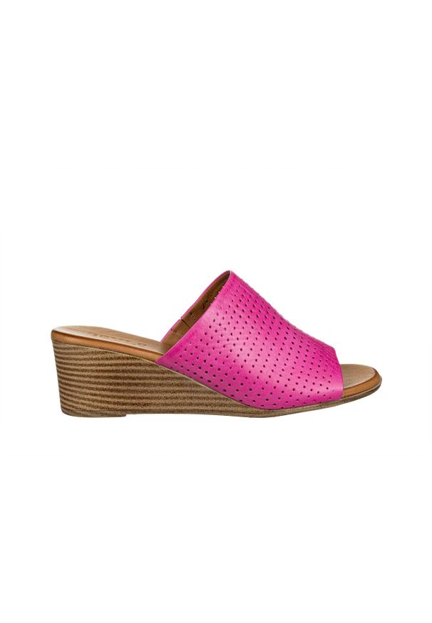 Klapki Bayla-161 061 3421 Bead 161699, Różowy, Skóra naturalna - 39. Kolor: różowy. Materiał: skóra. Sezon: lato. Obcas: na koturnie