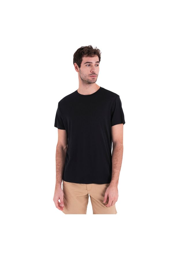 Icebreaker - Koszulka trekkingowa męska icebreaker Merino 150 Tech Lite III. Kolor: czarny. Materiał: wełna. Sport: turystyka piesza