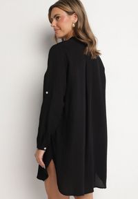 Born2be - Czarna Sukienka Oversize z Bawełny o Prostym Kroju Koszulowym Elanistra. Okazja: na co dzień. Kolor: czarny. Materiał: bawełna. Typ sukienki: proste, koszulowe, oversize. Styl: elegancki, casual #3