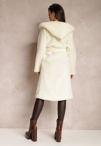 Renee - Biały Futrzany Płaszcz Wiązany w Pasie Vimegi. Kolor: biały. Materiał: futro. Długość: długie #3