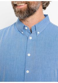 Koszula męska biznesowa w deseń w jodełkę bonprix niebieski wzorzysty. Okazja: na spotkanie biznesowe. Kolor: niebieski. Wzór: jodełka. Styl: biznesowy #4
