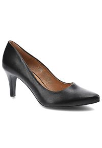 Czarne Czółenka Clasicco Damskie Eleganckie Buty. Kolor: czarny. Materiał: skóra. Obcas: na obcasie. Styl: elegancki. Wysokość obcasa: niski