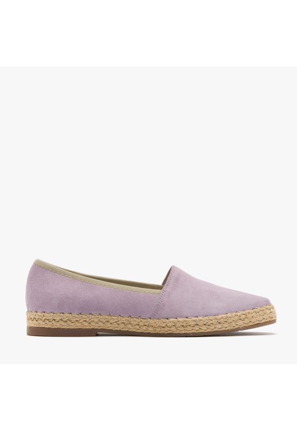 Ryłko - Liliowe espadryle damskie KLAUDIA. Kolor: fioletowy. Materiał: welur. Styl: street