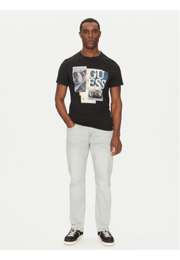 Guess T-Shirt M5GI04 I3Z14 Czarny Slim Fit. Kolor: czarny. Materiał: bawełna