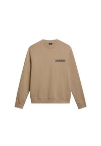 Bluza Napapijri Faber. Kolor: beżowy. Materiał: bawełna. Długość rękawa: długi rękaw. Długość: długie. Wzór: nadruk #1