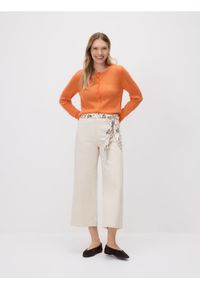 Reserved - Jeansy culotte z chustką - kremowy. Kolor: kremowy #1
