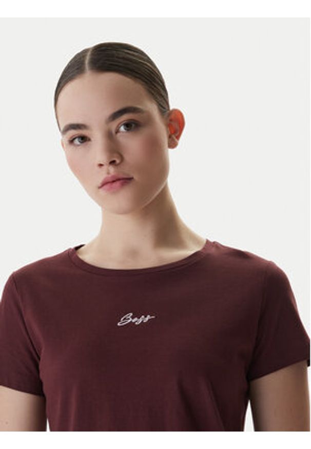 BOSS T-Shirt Elove 50554696 Brązowy Slim Fit. Kolor: brązowy. Materiał: bawełna