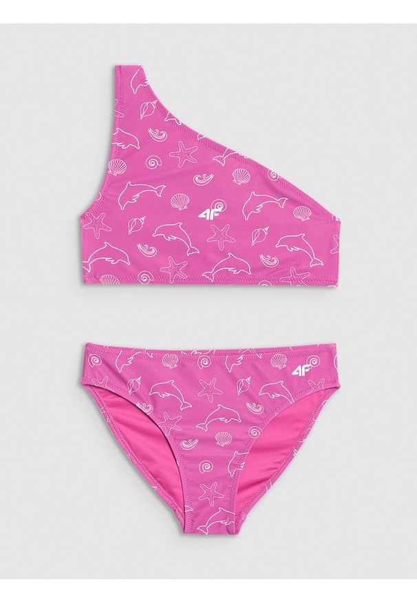 4f - 4F Kostium kąpielowy dwuczęściowy dziewczęcy - multikolor 134/140 (8-10 lat). Kolor: wielokolorowy. Materiał: włókno, syntetyk, materiał, elastan