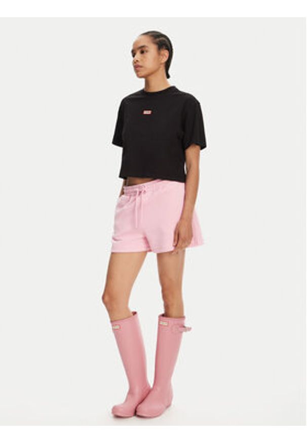 Hunter T-Shirt Leona HARW0070251 Czarny Boxy Fit. Kolor: czarny. Materiał: bawełna