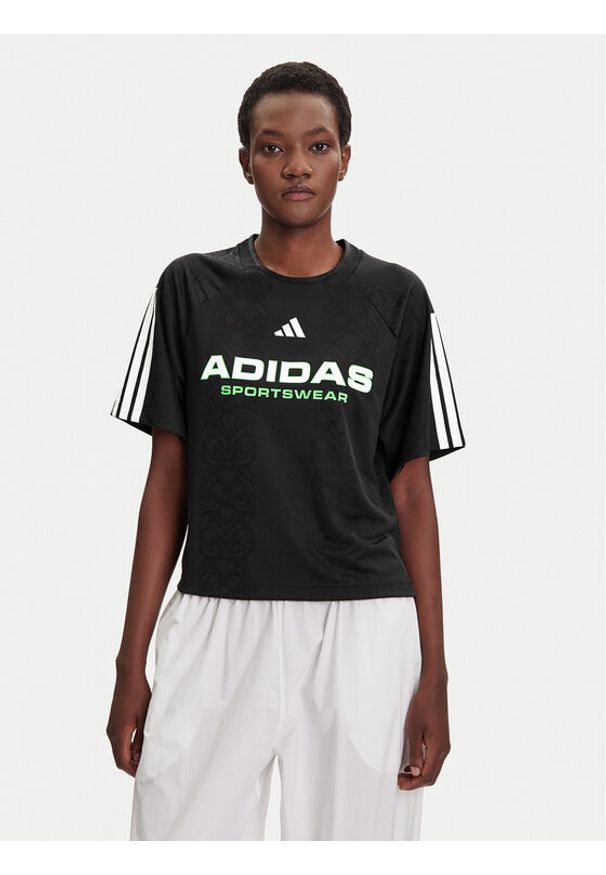 Adidas - adidas T-Shirt Tiro x Common Goal Jacquard JL9212 Czarny Loose Fit. Kolor: czarny. Materiał: syntetyk