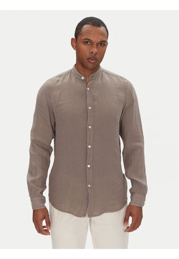 BOSS Koszula 50537369 Beżowy Regular Fit. Kolor: beżowy. Materiał: len