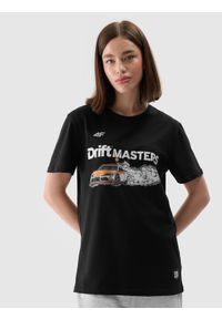 4f - T-shirt regular z nadrukiem uniseks 4F x Drift Masters - czarny. Okazja: na co dzień. Kolor: czarny. Materiał: bawełna, dzianina, jersey. Wzór: nadruk. Styl: casual, klasyczny, sportowy #2