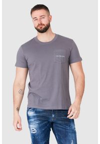 Calvin Klein - CALVIN KLEIN JEANS Szary t-shirt męski z logo, Rozmiar S. Kolor: szary. Materiał: jeans