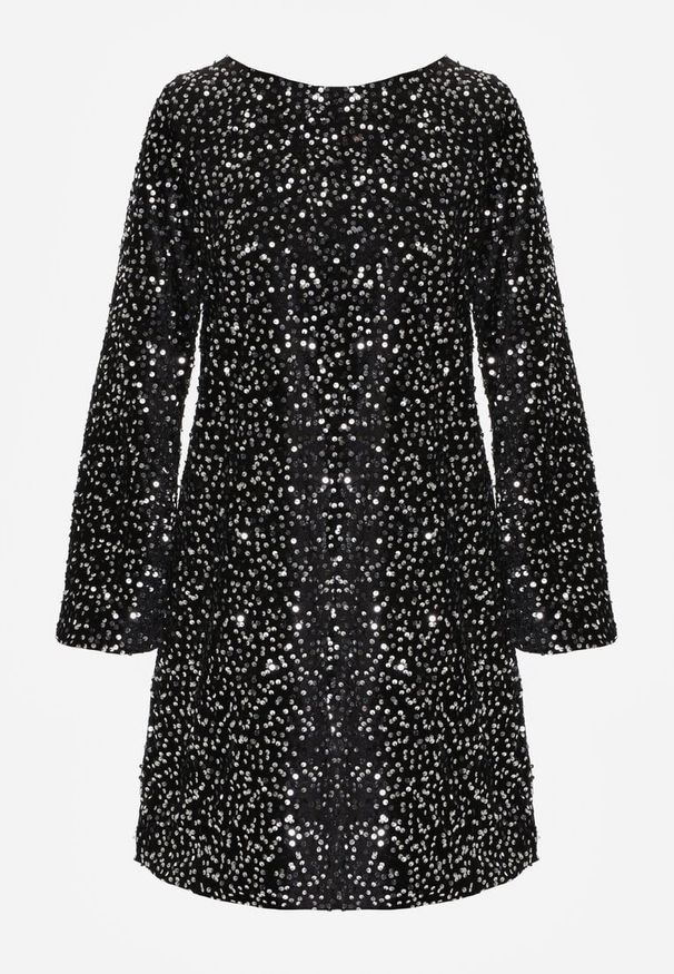 Born2be - Srebrna Cekinowa Sukienka z Odkrytymi Plecami i Wiązaniem Diadina. Kolor: srebrny. Materiał: wiskoza, elastan, futro. Wzór: aplikacja. Styl: wizytowy, elegancki