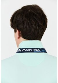 La Martina - LA MARTINA Miętowe męskie polo z małym logo, Rozmiar L. Typ kołnierza: polo. Kolor: zielony #3