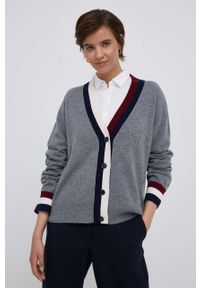 TOMMY HILFIGER - Tommy Hilfiger kardigan wełniany kolor szary lekki. Kolor: szary. Materiał: wełna #1