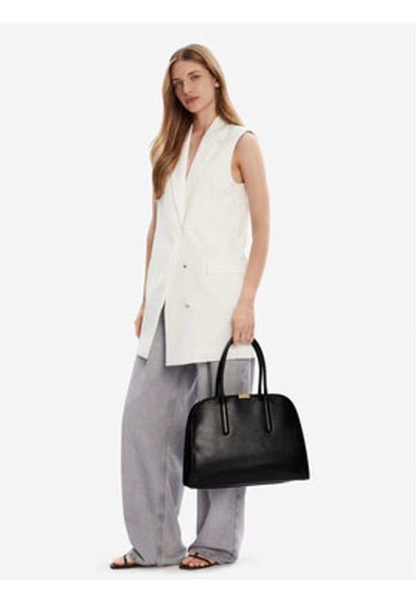 TOMMY HILFIGER - Tommy Hilfiger Torebka Iconic Leather Tote AW0AW18206 Czarny. Kolor: czarny. Materiał: skórzane