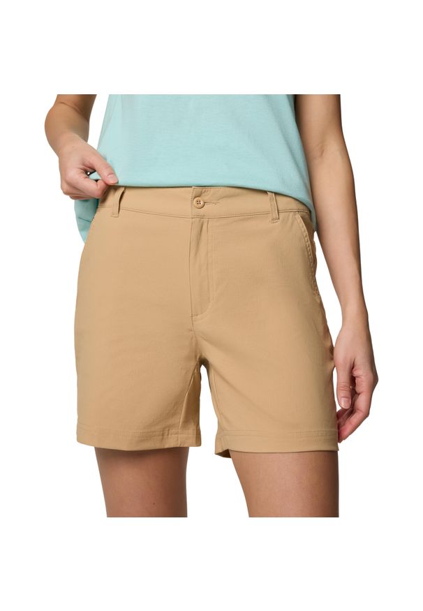 columbia - Spodenki sportowe damskie Leslie Falls Short II. Kolor: beżowy. Materiał: nylon, elastan. Długość: krótkie