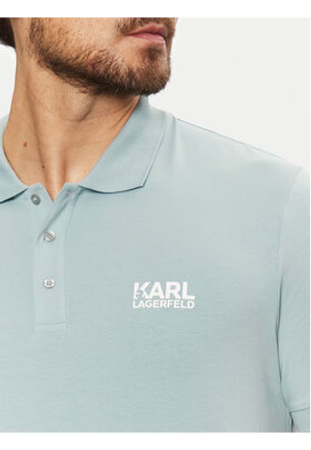 Karl Lagerfeld - KARL LAGERFELD Polo 745088 551235 Błękitny Regular Fit. Typ kołnierza: polo. Kolor: niebieski. Materiał: bawełna