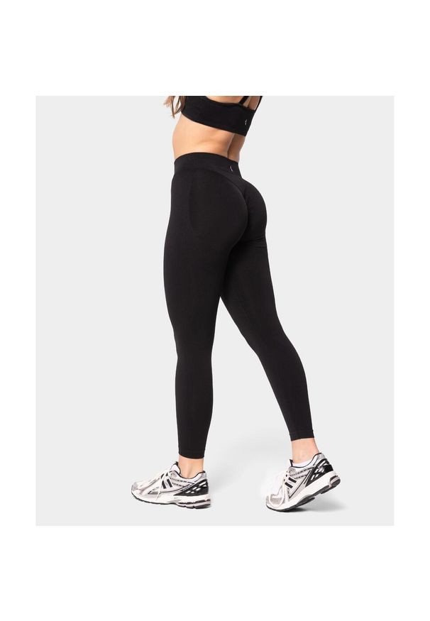 Legginsy bezszwowe Carpatree Accolade czarne. Kolor: czarny. Sport: fitness