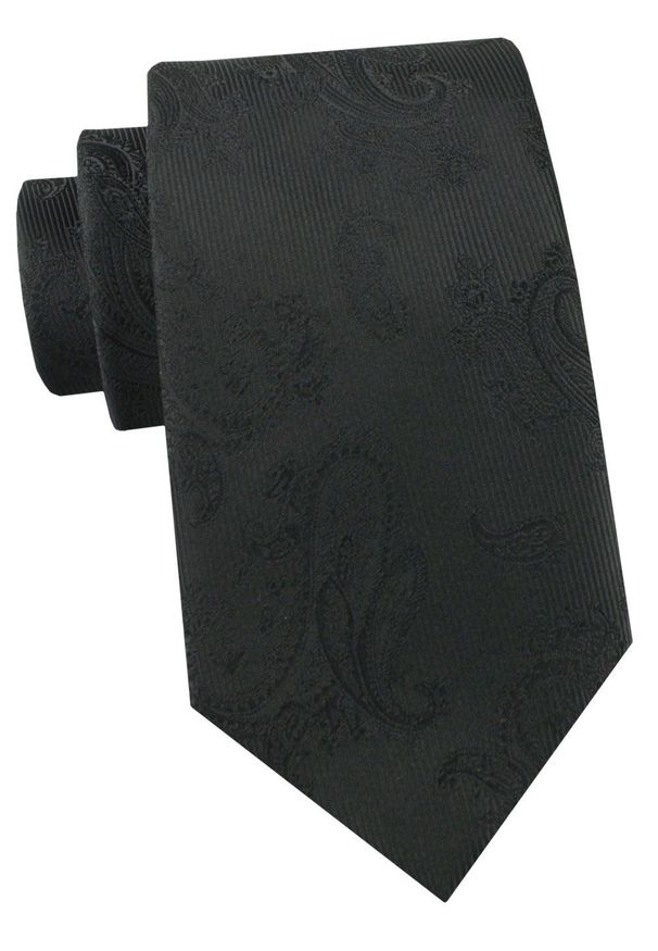 Krawat Męski - Angelo di Monti - Czarny z Fakturą Materiału. Kolor: czarny. Materiał: materiał. Styl: elegancki, wizytowy