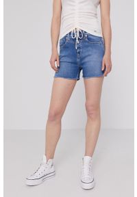 Pepe Jeans Szorty jeansowe Mary Archive damskie gładkie high waist. Stan: podwyższony. Kolor: niebieski. Materiał: tkanina. Wzór: gładki