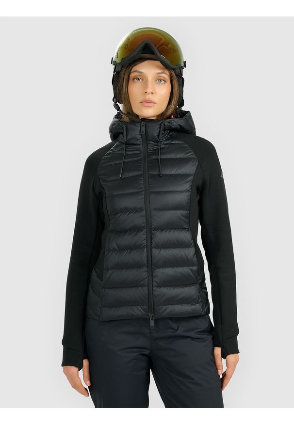 4f - 4F Kurtka zimowa z wypełnieniem naturalnym damska - czarna XL. Kolor: czarny. Wzór: gładki. Sezon: zima. Styl: sportowy