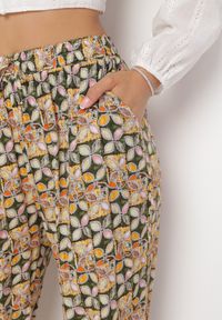 Born2be - Jasnozielone Szerokie Spodnie z Gumką w Pasie i Kieszeniami z Wiskozy Keiord. Stan: podwyższony. Kolor: zielony. Materiał: wiskoza #7