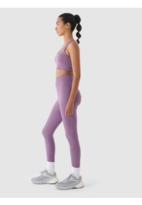 4f - 4F Legginsy treningowe bezszwowe z wysokim stanem damskie - fioletowe M/L. Stan: podwyższony. Kolor: fioletowy. Materiał: dzianina, materiał, syntetyk, włókno, elastan. Wzór: jednolity. Sport: fitness