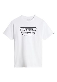 Koszulka Vans Full Patch VN000QN8YB21 - biała. Kolor: biały. Materiał: materiał, bawełna. Długość rękawa: krótki rękaw. Długość: krótkie. Wzór: aplikacja