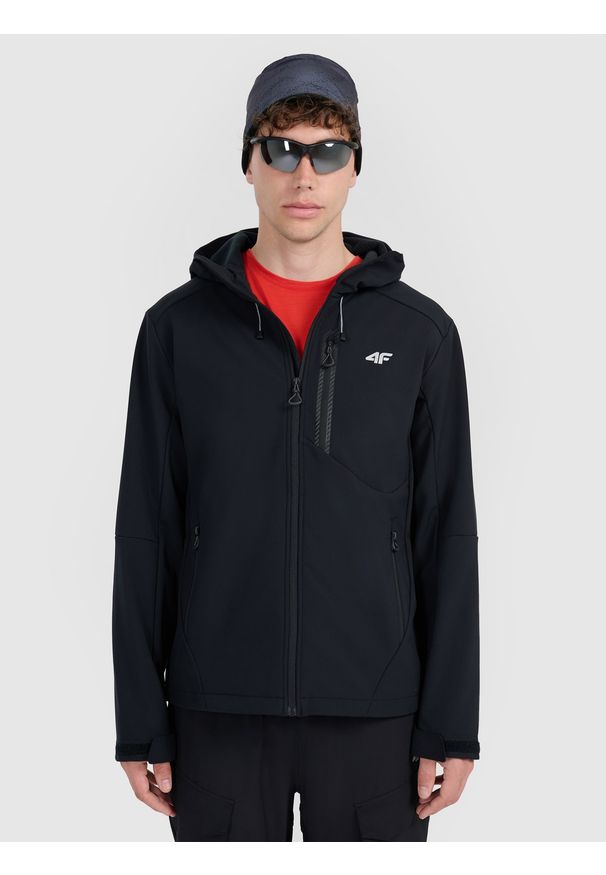4f - 4F Kurtka softshell wiatroodporna membrana 8000 męska - czarna S. Kolor: czarny. Materiał: softshell