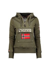 Bluza męska Geographical Norway GYMCLASS KAKI 054 khaki.. Kolor: zielony. Materiał: poliester, bawełna. Sezon: wiosna. Styl: sportowy #1