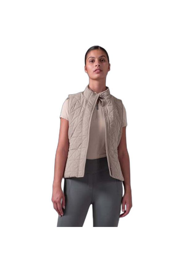 PS OF SWEDEN - Damska kurtka bez rękawów PS of Sweden Goldie. Kolor: beżowy, wielokolorowy, brązowy. Materiał: puch. Długość rękawa: bez rękawów