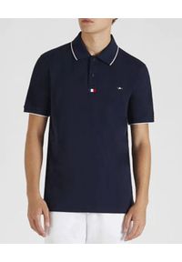 PAUL & SHARK - Granatowa koszulka polo z bawełny. Typ kołnierza: polo. Kolor: niebieski. Materiał: bawełna. Wzór: aplikacja, kolorowy #1