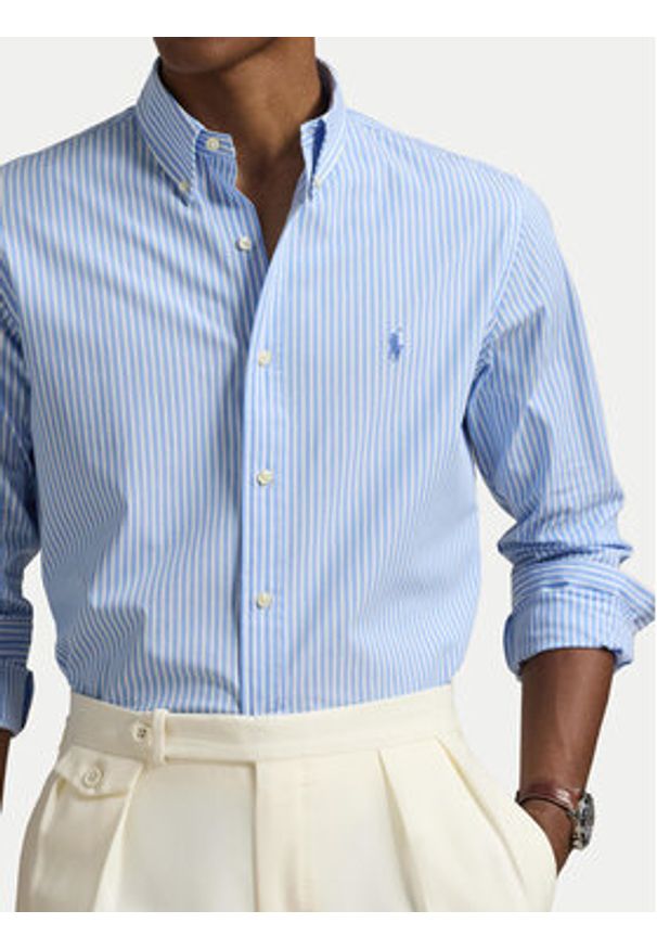 Polo Ralph Lauren Koszula 710929346016 Błękitny Custom Fit. Typ kołnierza: polo. Kolor: niebieski. Materiał: bawełna