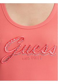 Guess Top W5YP00 KCXJ2 Różowy Regular Fit. Kolor: różowy. Materiał: syntetyk