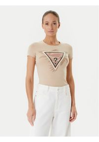 Guess T-Shirt W5YI13 J1314 Beżowy Regular Fit. Kolor: beżowy. Materiał: bawełna #1