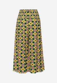 Born2be - Żółto-Zielone Szerokie Spodnie Kuloty w Mozaikowy Wzór z Bawełny Nanatill. Kolor: żółty. Materiał: bawełna. Sezon: lato #6