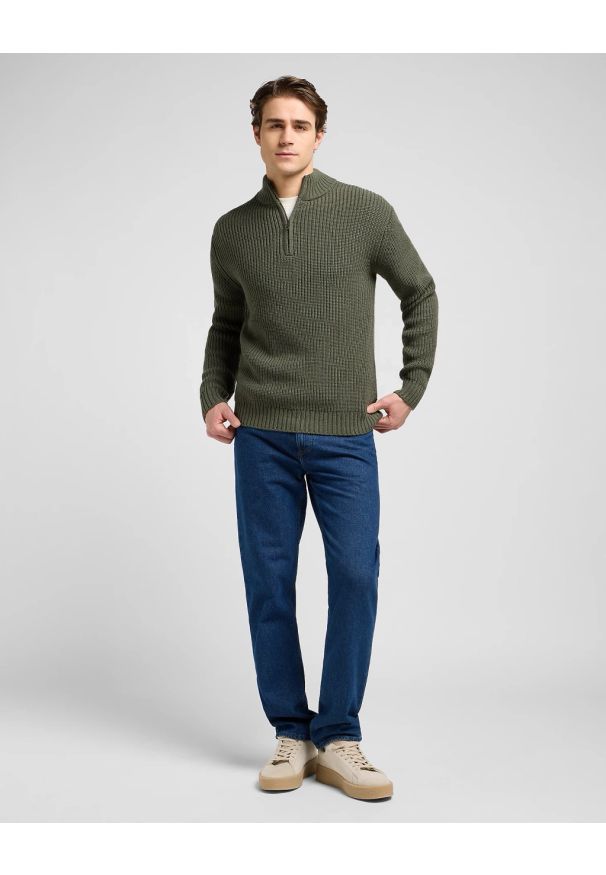 Lee - MESKI SWETER LEE CLEAN HALF ZIP KNIT OLIVE GRAY 112370539